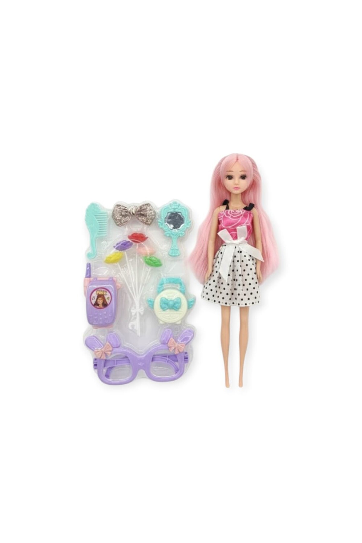 Genel Markalar Güzellik Seti 7 Parça Aksesuarlı Bebek Seti - Beyaz Etekli (Lisinya) fotoğrafı 2 (önizleme)