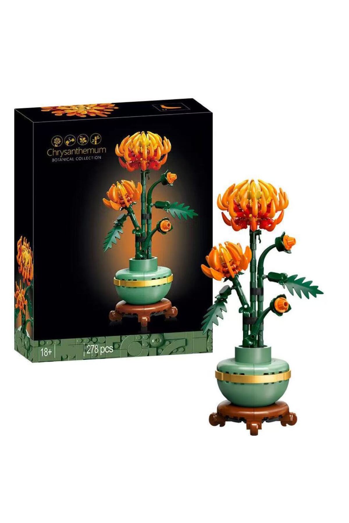 مجموعه ساختنی گل داوودی ۲۷۸ تکه نارنجی کبالت I اسباب‌بازی ساختنی مدل گل ۱۰۳۶۸