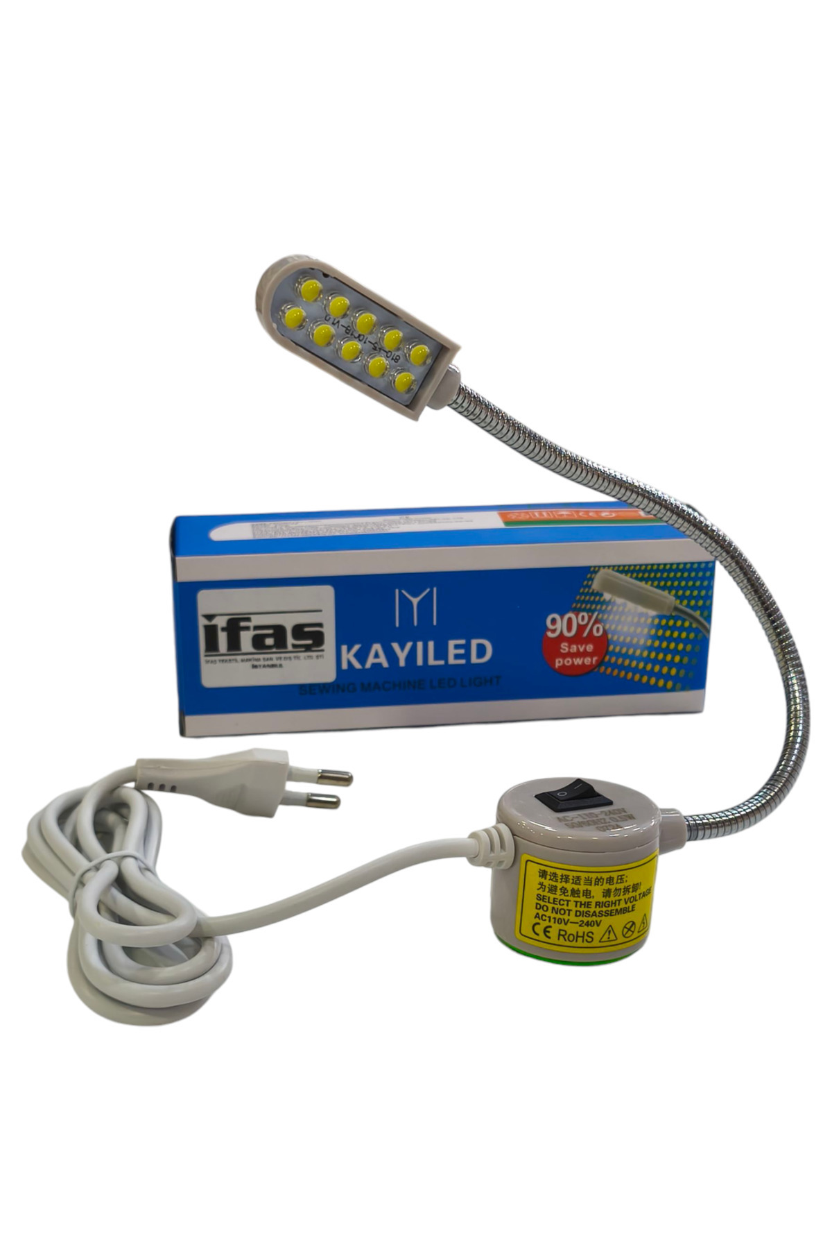 İfaş Tekstil Makina Dikiş Makinesi Mıknatıslı Spiralli Ledli Lamba Esnek Boyunlu Parlak Işık