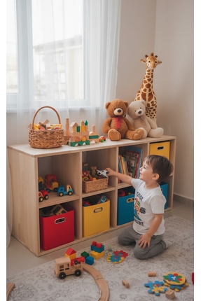 Biz Işıklar 8 Bölmeli Montessori Saklama Ünitesi - Çoklu Düzenleyici