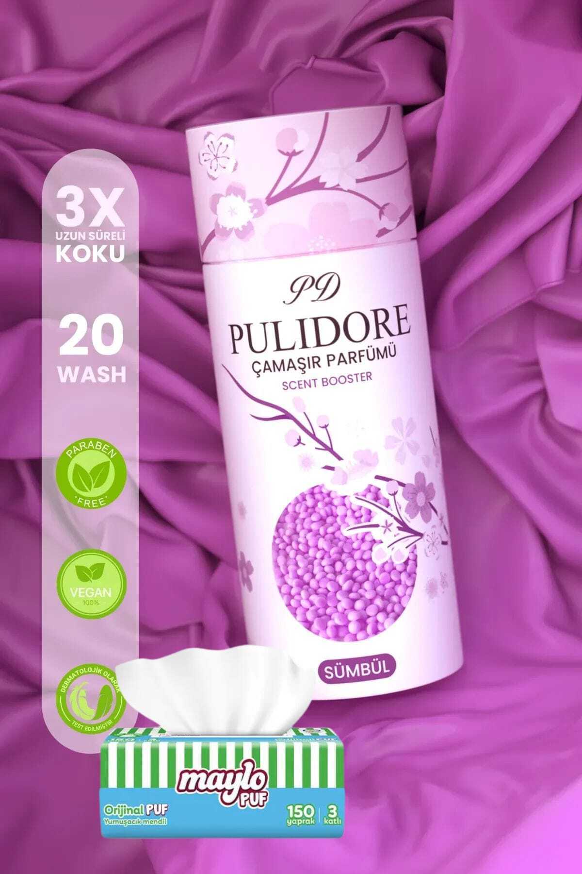 PULIDORE Granül Çamaşır Parfümü & Çamaşır Yumuşatıcı Sümbül 210 gr + PUF MENDİL HEDİYELİ