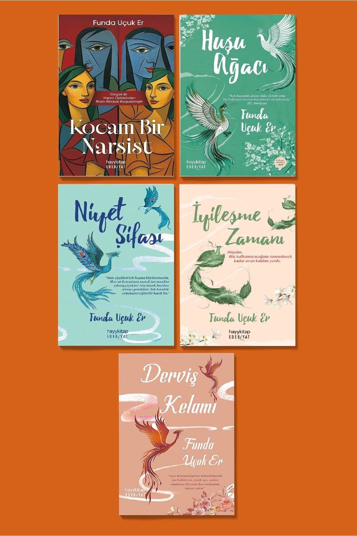 hayykitap FUNDA UÇUK ER 5 Lİ SET/KOCAM BİR NARSİST-HUŞU AĞACI-NİYET ŞİFASI-İYİLEŞME ZAMANI-DERVİŞ KELAMI