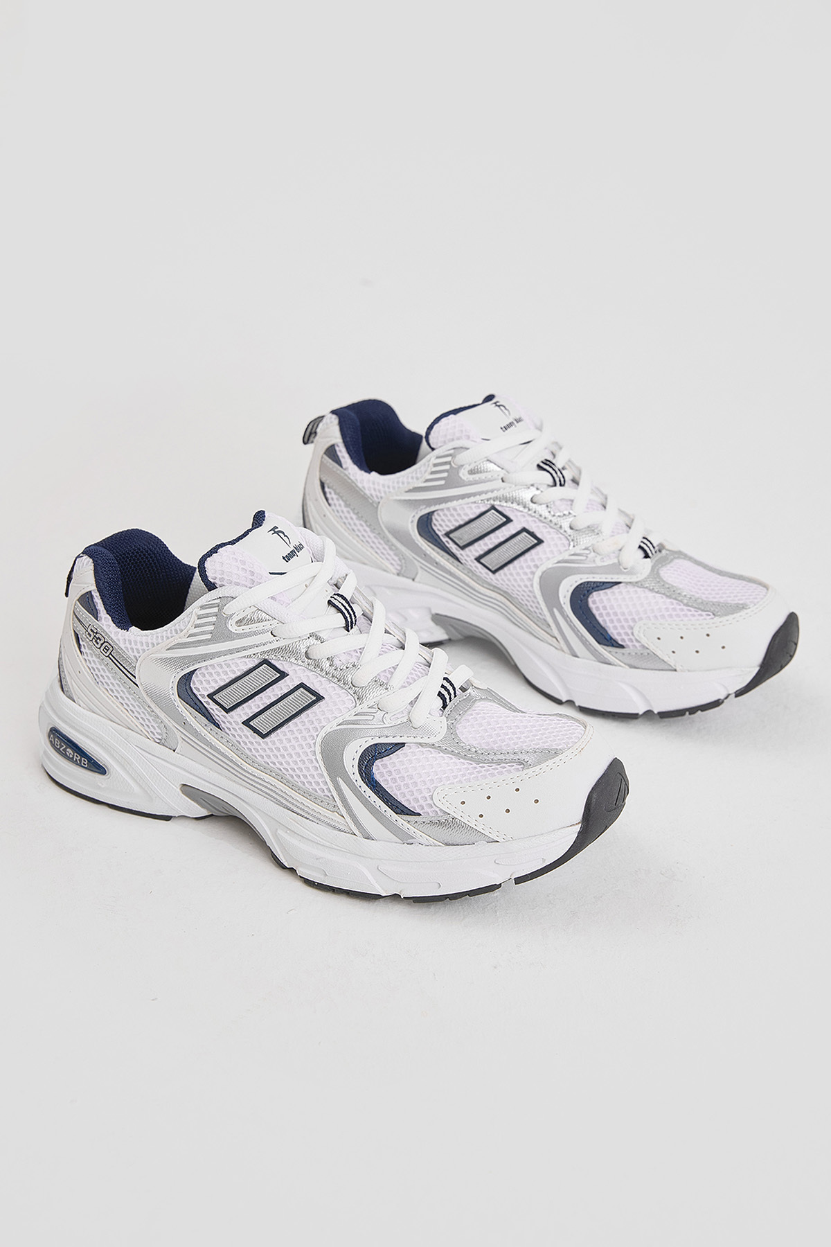 Tonny Black  Kadın Beyaz Lacivert Gri Yüksek Faylon Taban Fileli Desenli Spor Ayakkabı - Görsel 2