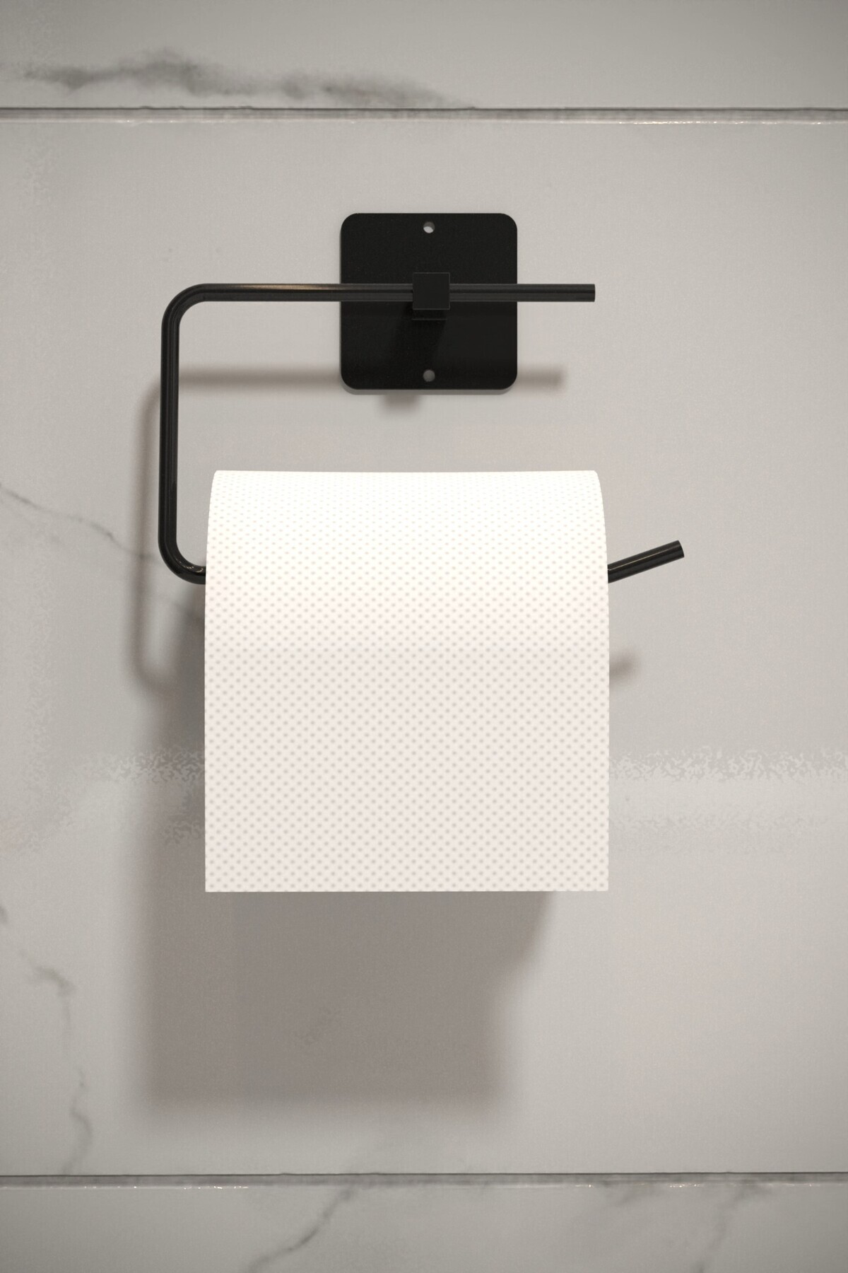HKN HOUSE Yapışkanlı Siyah Kare Açık Tuvalet Kağıtlığı Wc Kağıtlık Tuvalet Kağıdı Askısı