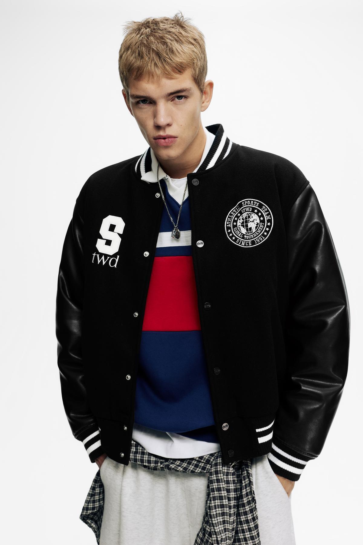 Pull & Bear Nakışlı kolej ceketi