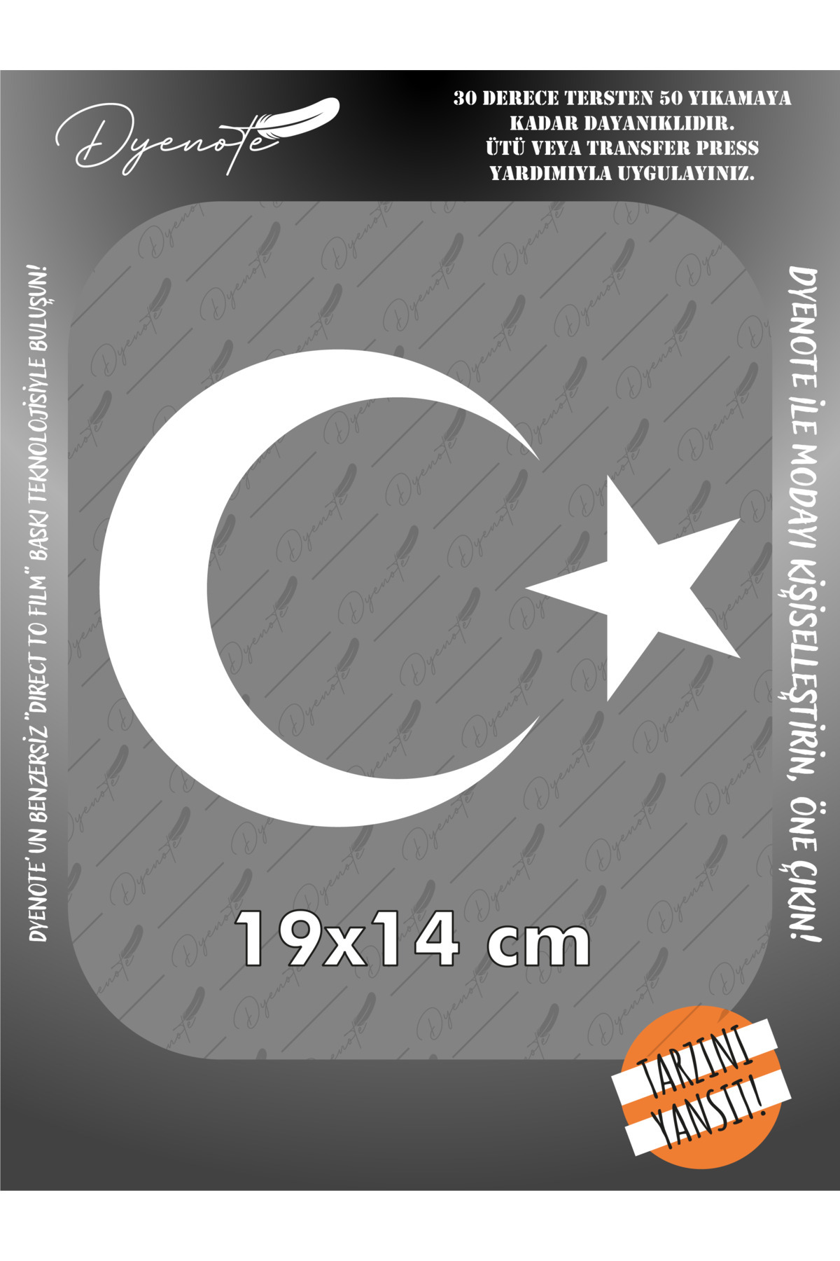 DYENOTE Ay Yıldız Beyaz Kumaş Aplike Yama Ütü Ile Yapışan Transfer Kağıdı Dtf Arma