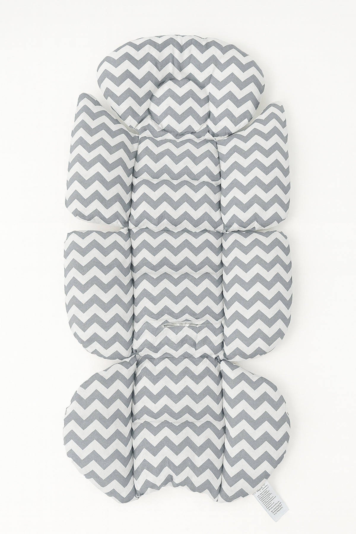Grey Zigzag Patterned White Double Sided Stroller Cushion 70x35