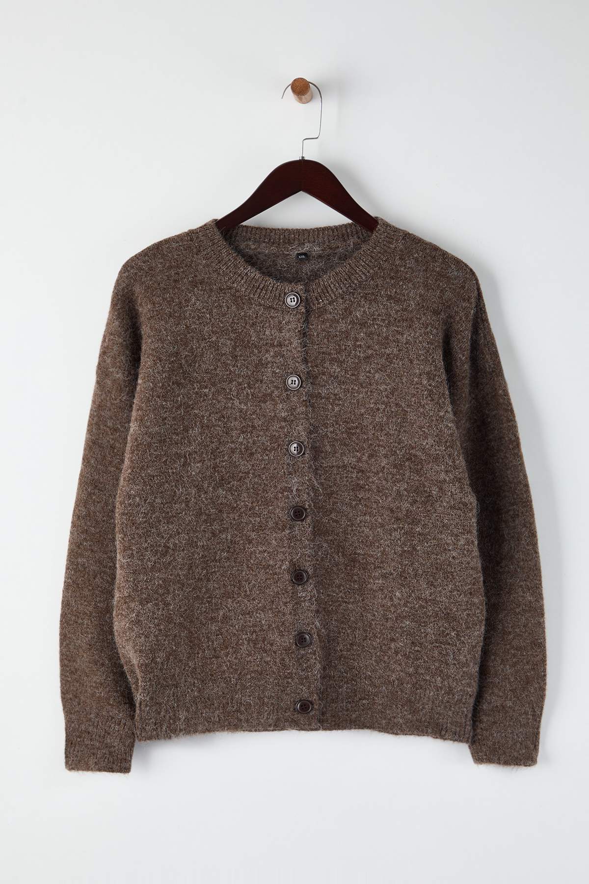 Trendyolmilla  Wardrobe Essentials Vizon Alpaka Yünü Karışımlı Basic Triko Hırka TBBAW26AV00037 - Görsel 5