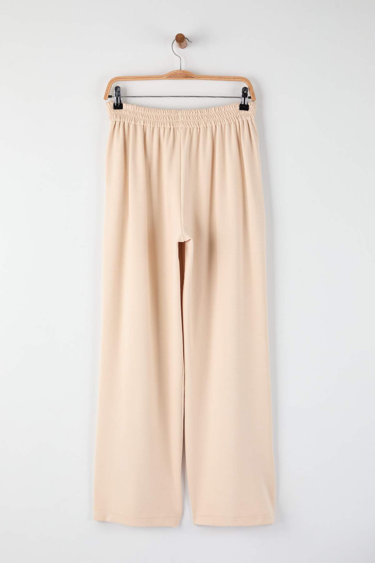 Trendyolmilla  Taş Wide Leg Yumuşak Kumaşlı Pilili Esnek Örme Pantolon TWOAW26PL00138 - Görsel 6