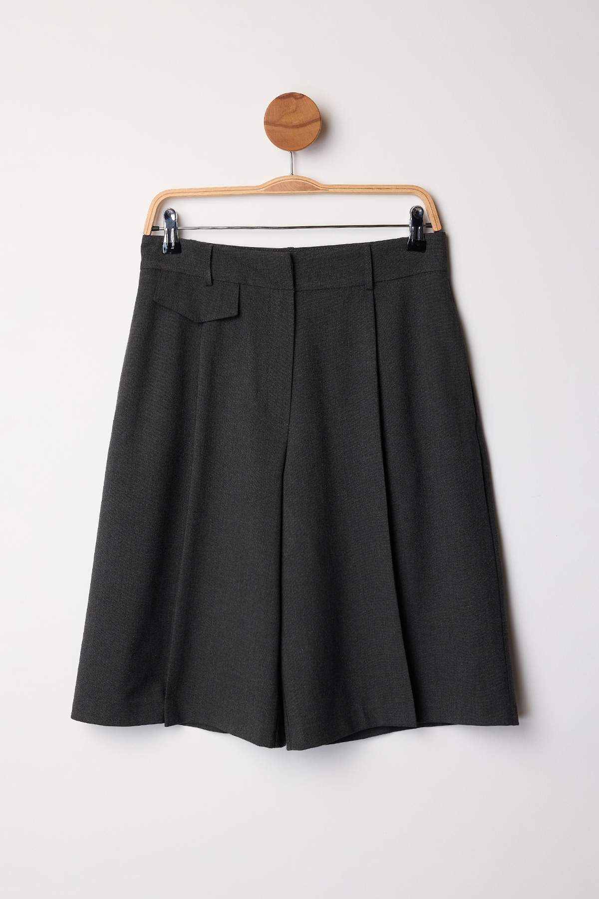 Trendyolmilla  Antrasit Melanjlı Uzun Kumaş Şort & Bermuda TWOAW26SR00052 - Görsel 6