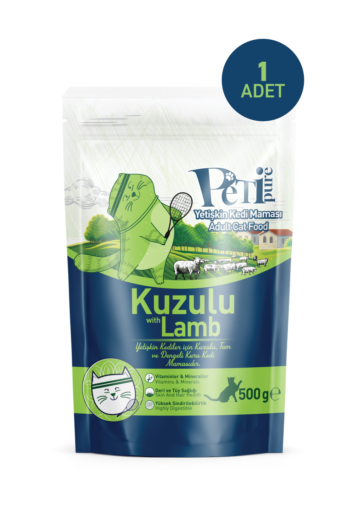 Petipure Kuzu Etli Kuru Yetişkin Kedi Maması 500 Gr