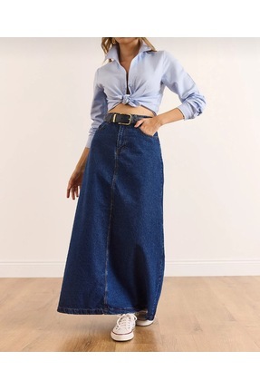 Genel Markalar Kadın A Kesim Uzun Denim Çan Etek