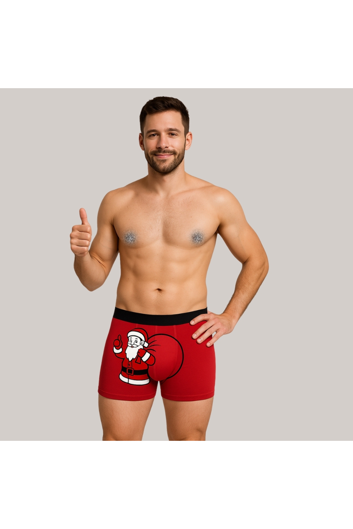 UNIQUE DESIGN Yılbaşına Özel Noel Baba Baskılı Espiri Baskılı Pamuklu Erkek Boxer