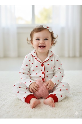 poli foni Kalpli Yakalı Pijama Takımı