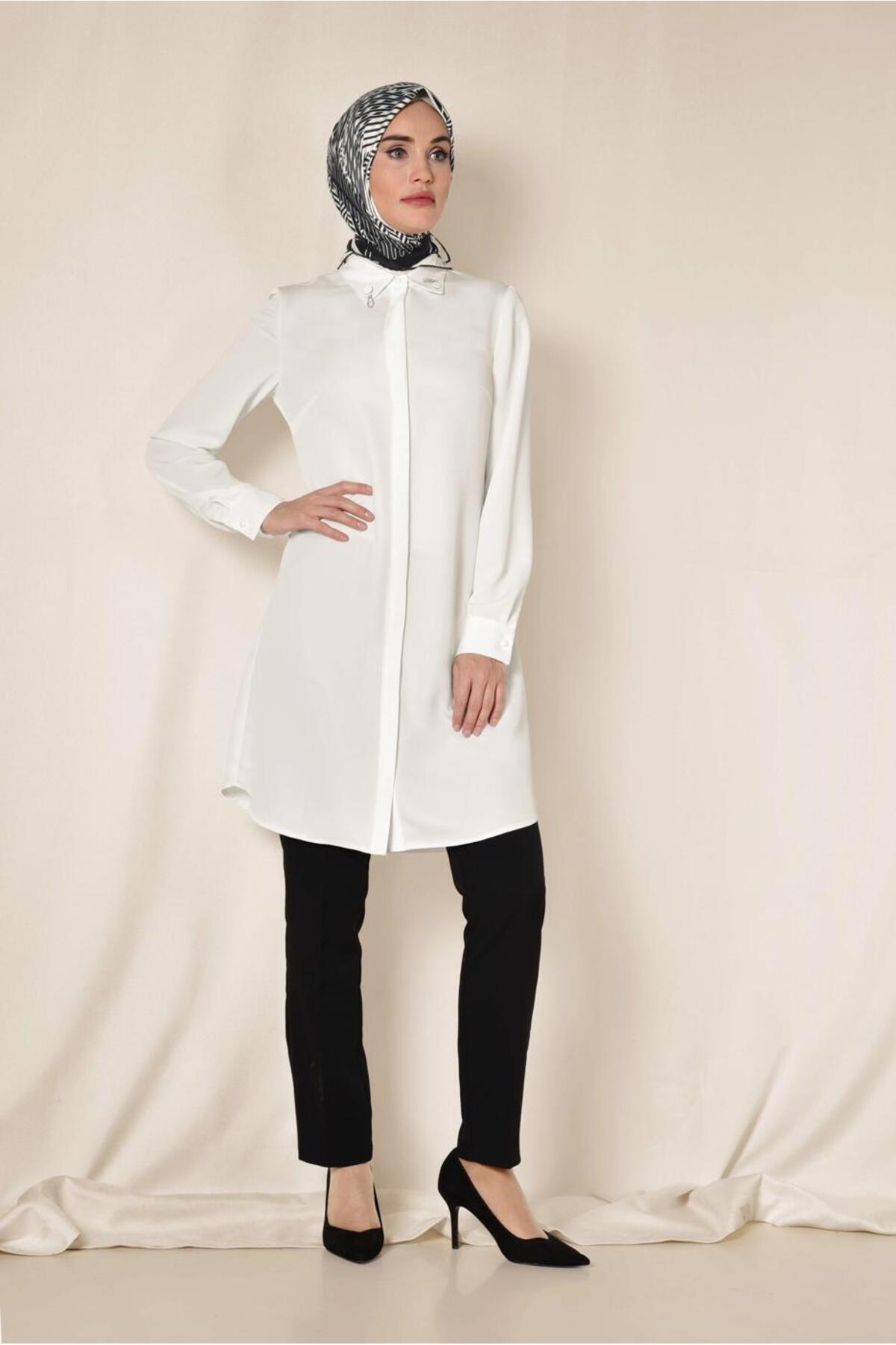 آلوینا تونیک کلاسیک یقه سنجاق سینه ۴۸۸۵