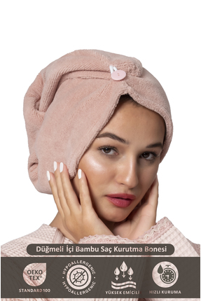 Ellia Soft Hair Kalın Bambu Pamuk Saç Kurutma Bonesi Saç Havlusu Saç Kurulama...