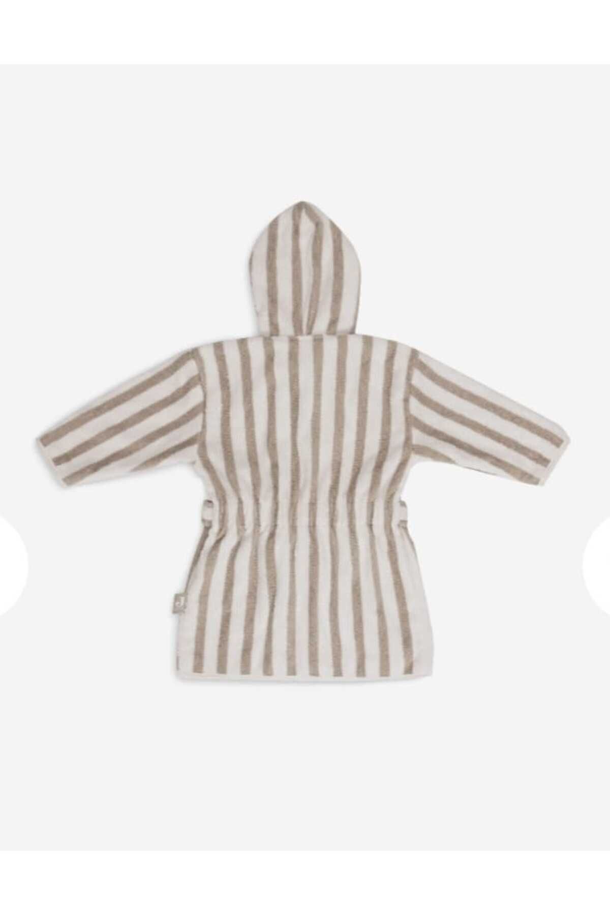 PAMUK HANIM Outlet Pamuklu Kız-erkek Yenidoğan-bebek -çocuk Banyo Havlu Bornoz Çizgili/ Haki Yeşil fotoğrafı 4 (önizleme)