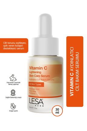 Lesaderm Vitamin C Aydınlatıcı Cilt Bakım Serumu Yoğun Nem, Aydınlık Cilt, Re...