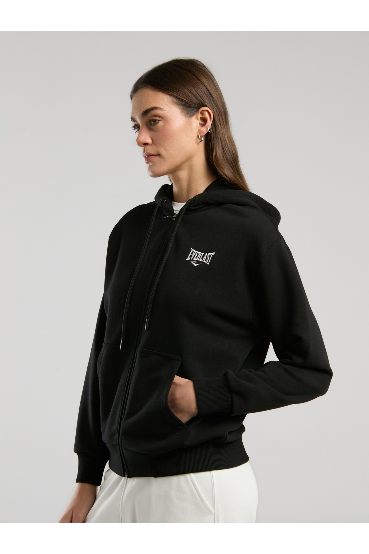EVERLAST Ever Classics Wmn Siyah Kadın Kapüşonlu Full Zip Sweatshirt görsel 3