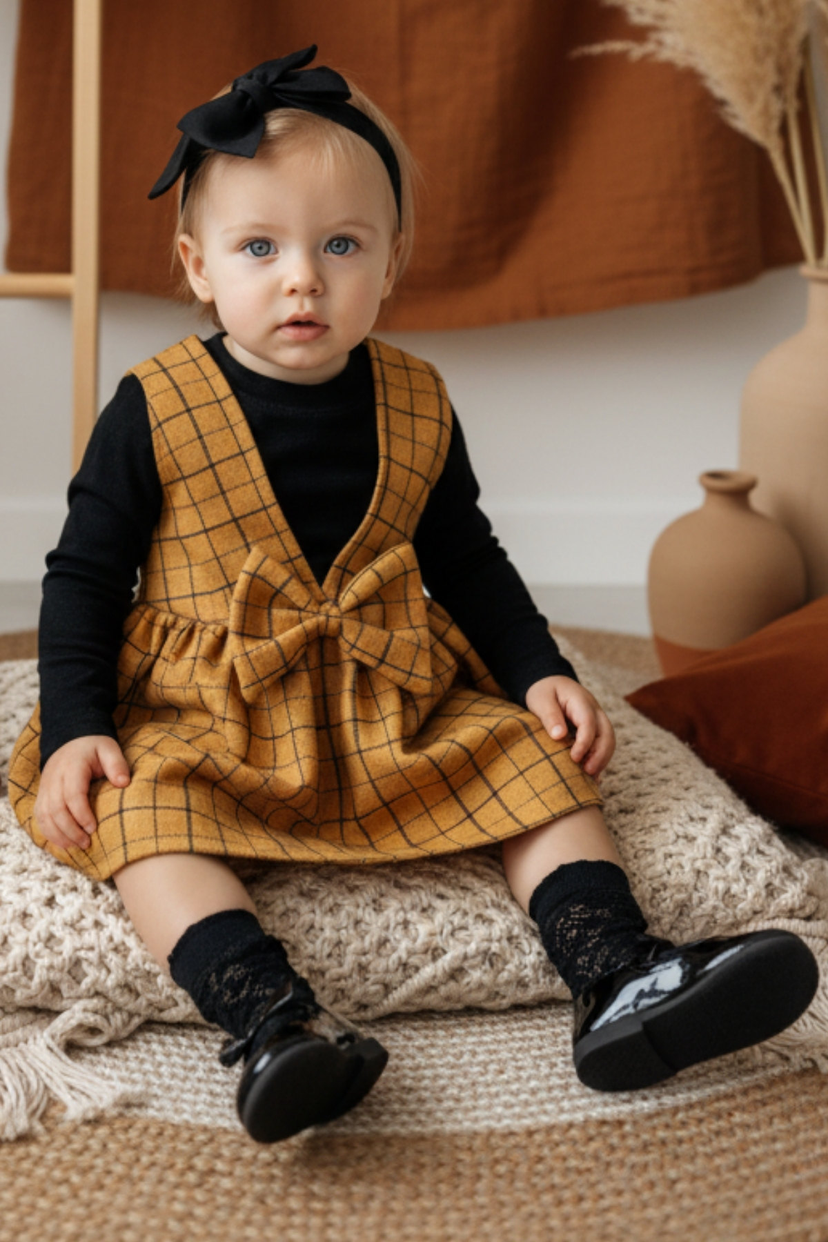 Parla Kids Kız Bebek Hardal Anna Jile Bandana Takım fotoğrafı 3 (önizleme)