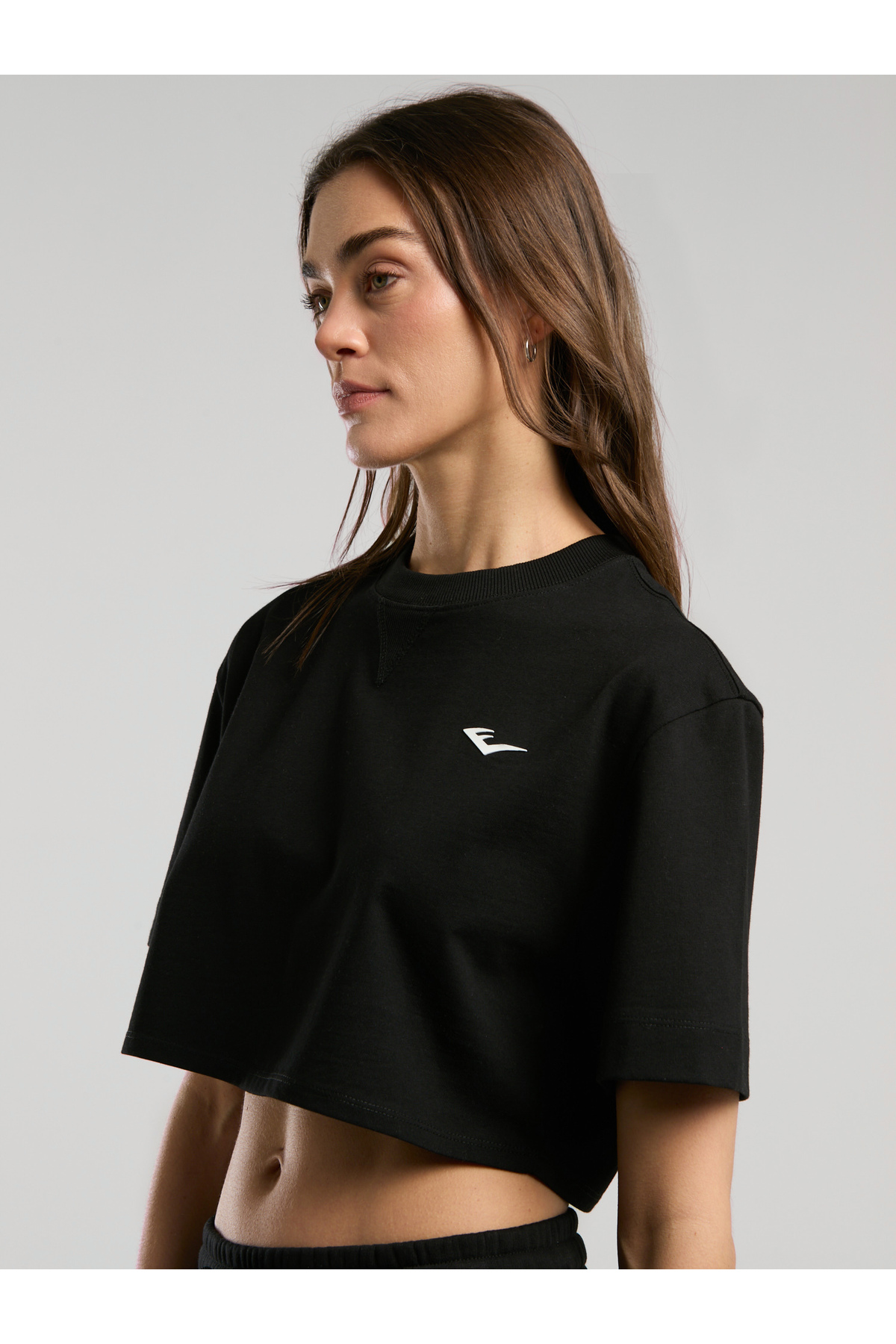 EVERLAST Ever Classics Wmn Comfort Siyah Kadın Crop Tişört görsel 4