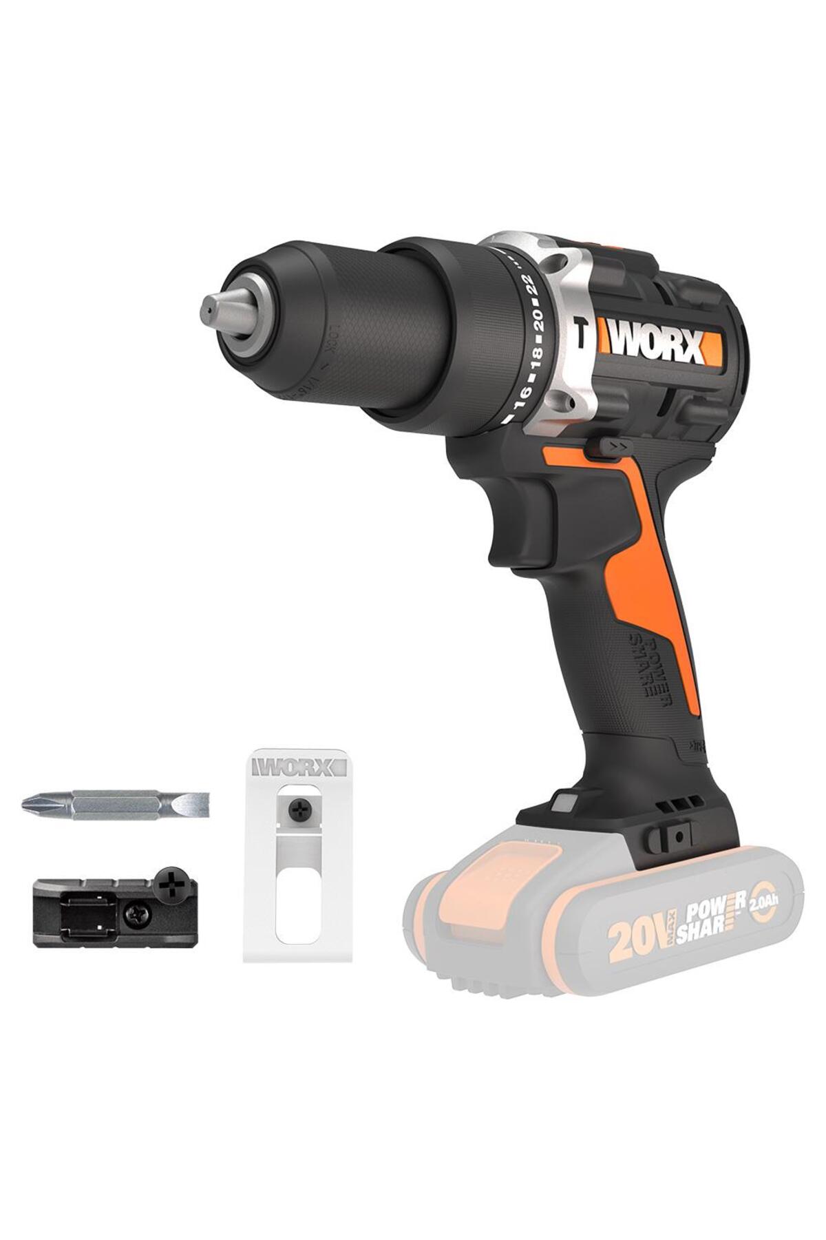WORX WX352.9 20Volt Kömürsüz Profesyonel Şarjlı Darbeli Matkap (Akü Dahil Değildir)