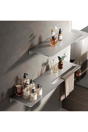 Güneş Krom Dekorasyon GKD Dekoratif Paslanmaz Çelik Raf, 50cm-30cm 2 Adet Mod...