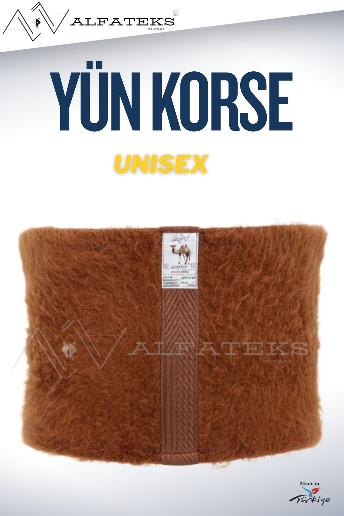 ALFATEKS Kahve Unisex Termal Yün Bel Korse - Isıtır - Sıcak Tutar - Ağrı Önler - destekler