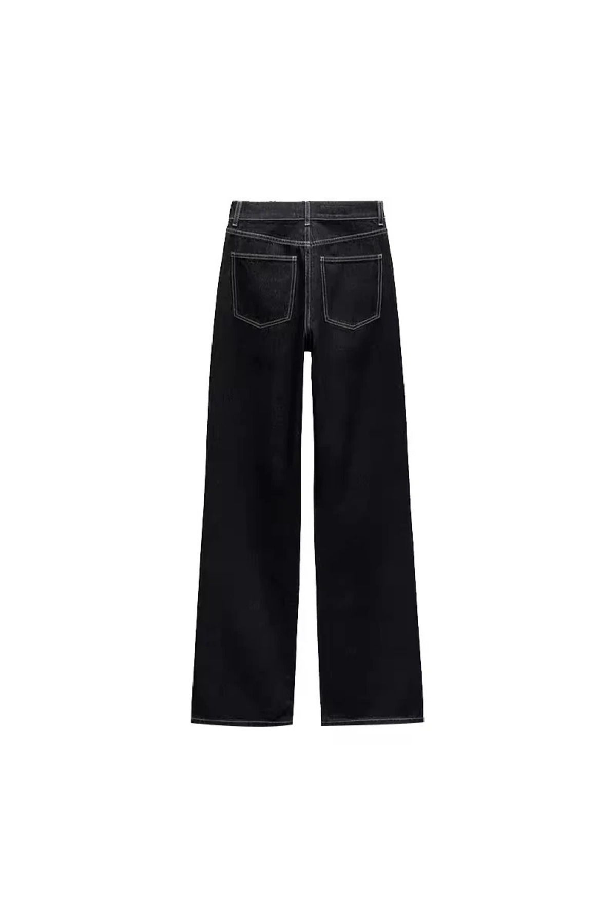Perryes Kadın Vintage Yüksek Bel Lacivert Denim Pantolon görsel 4