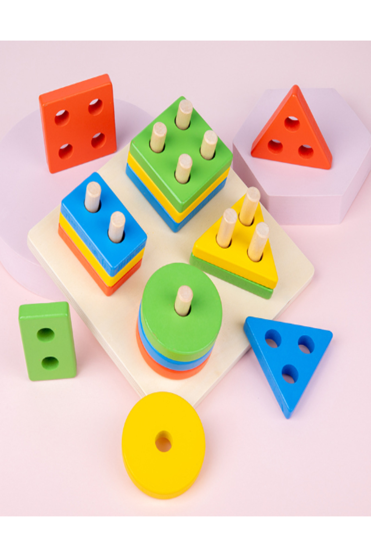 ۱۷ تکه شکل‌های هندسی، چیدمان بولتاک، هماهنگی دست و چشم، بازی جورکردنی