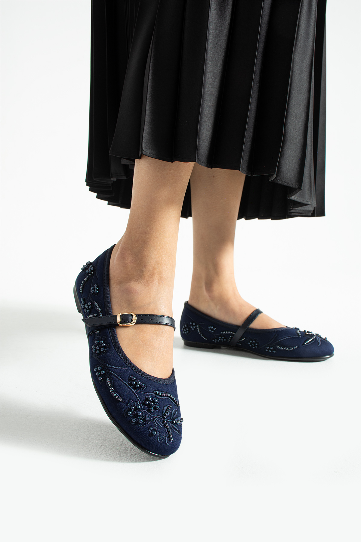 Bufu  Milan Kadın Çiçek Desen Babet , Sucuba İnci Detay Babet - Görsel 3