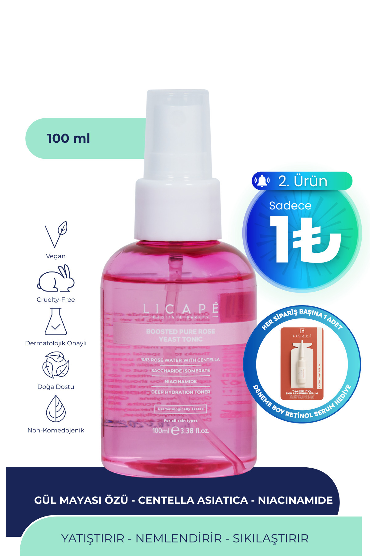 Licape Etkisi Arttırılmış Saf Gül Mayası Toniği 100ml