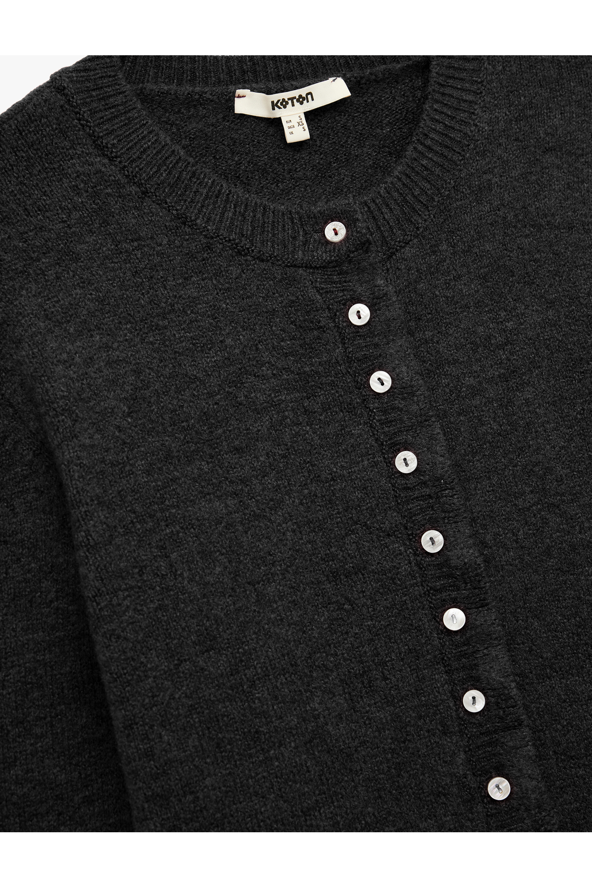 Koton  Fırfır Detaylı Uzun Kollu Bisiklet Yaka Triko Hırka - Görsel 5