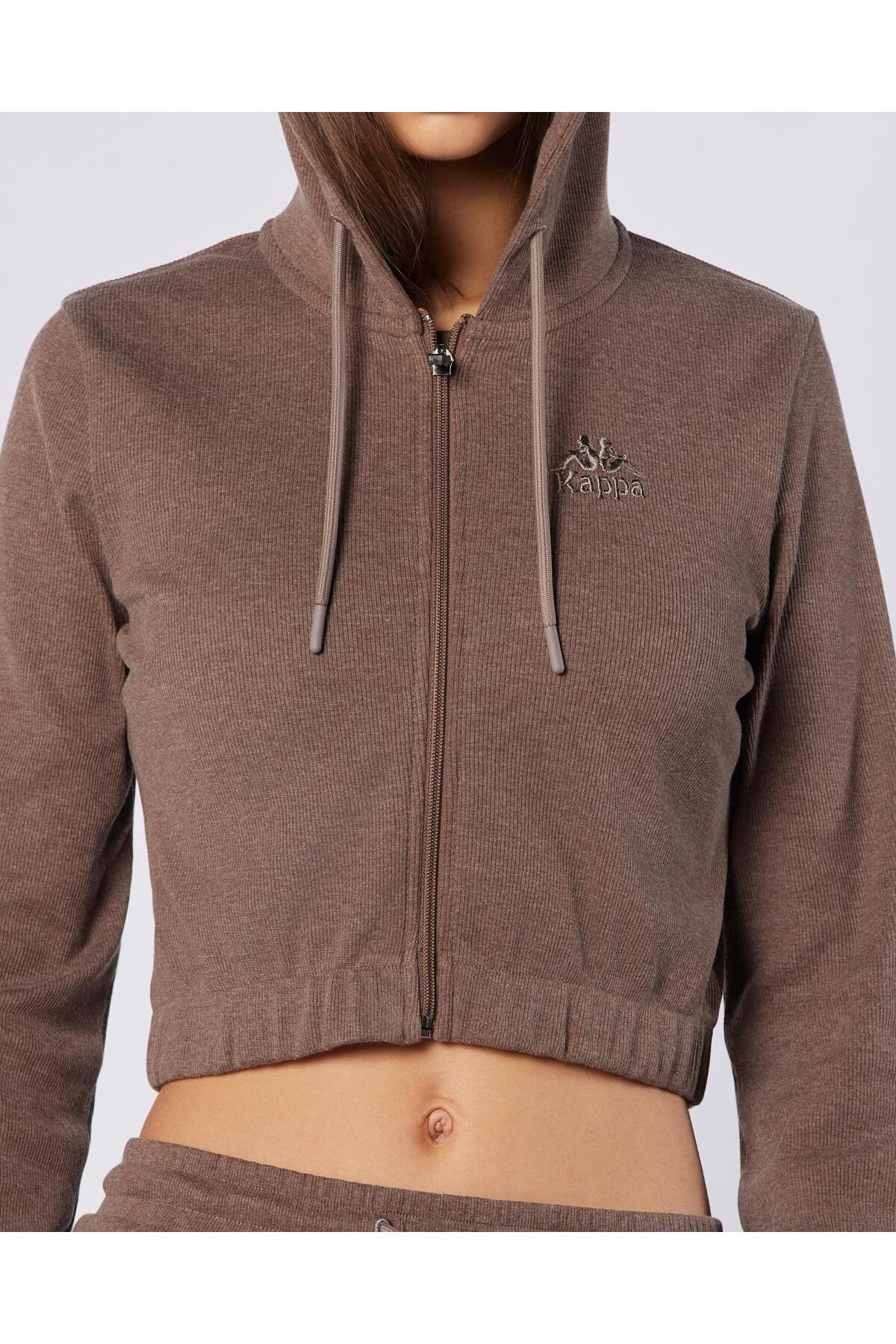 Kappa Leda Full Zip Kadın Kahverengi Regular Fermuarlı Eşofman Üstü görsel 4