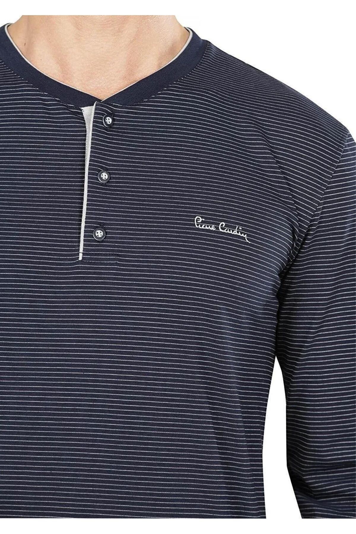 ست پیژامه مردانه راسته فاق نرمال آستین بلند | پیر کاردین Pierre Cardin WV56.562025 - تصویر 2