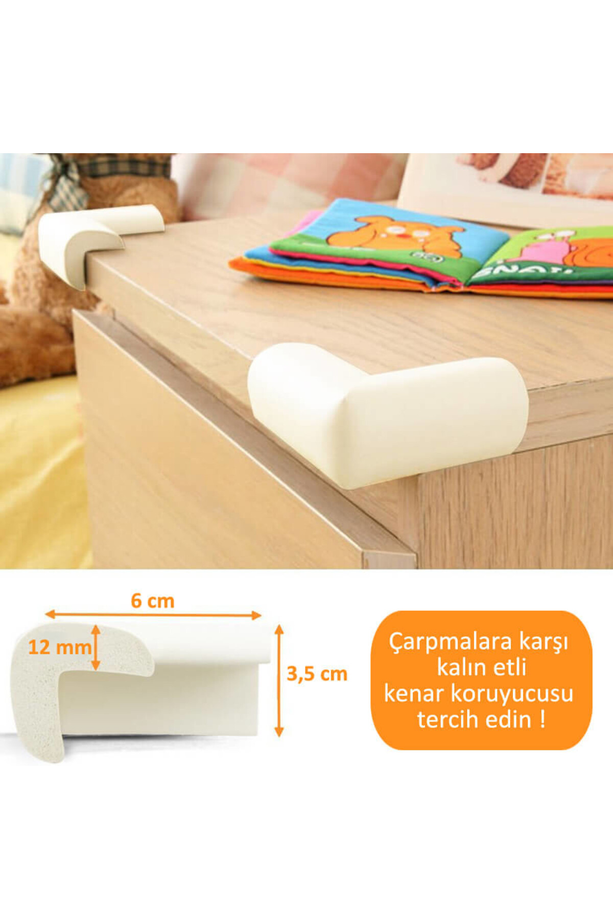Evokids Kauçuk Köşe Koruyucu 4lü (Krem) fotoğrafı 3 (önizleme)