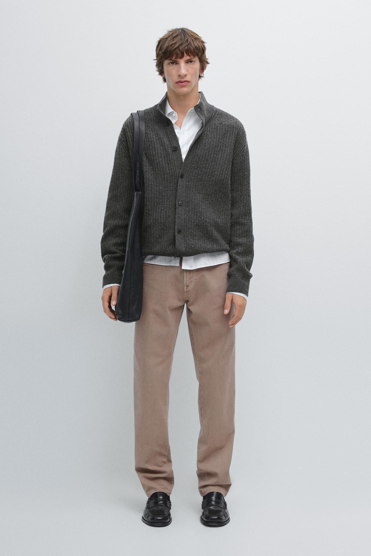 ماسیمو دوتی ژاکت بافتنی نخی یقه ایستاده