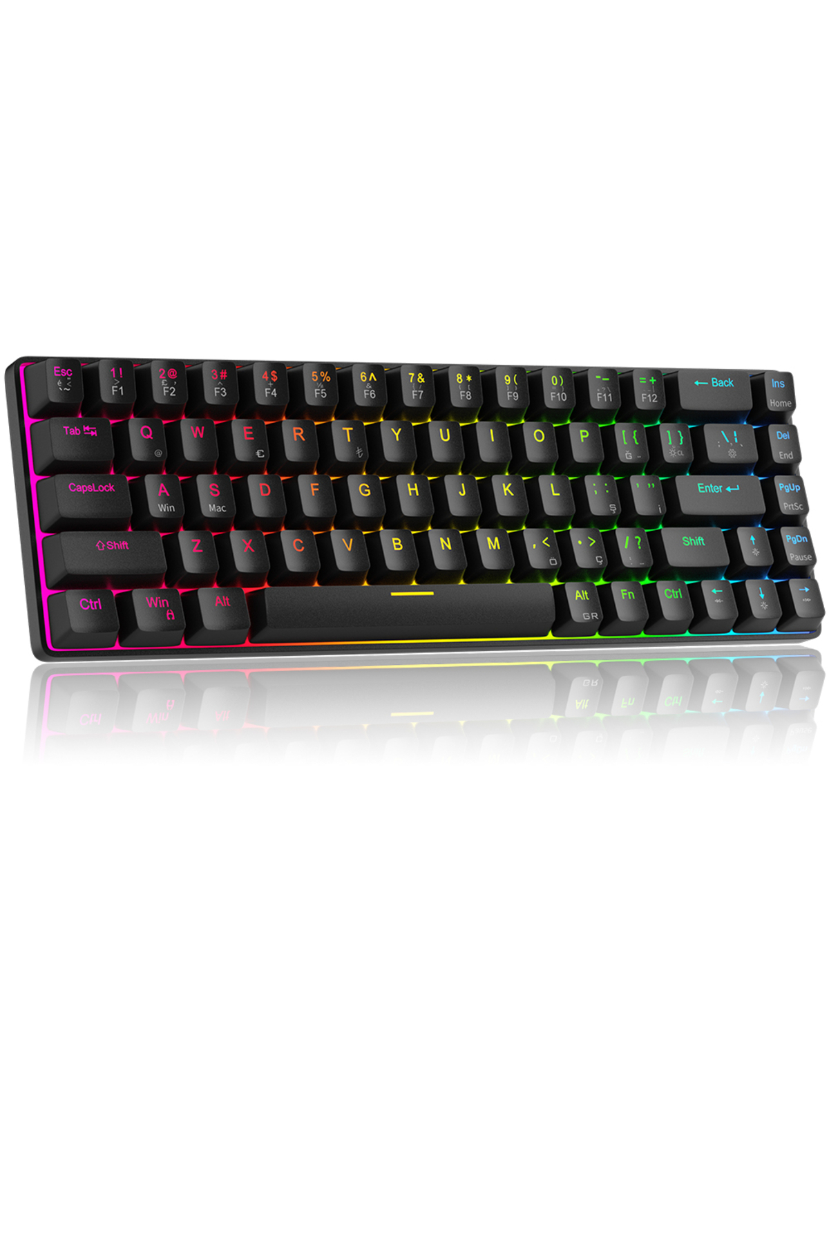 MageGee MK-BOX 68 Tuş RGB Hot-Swap Manyetik Kablolu Türkçe Q Siyah