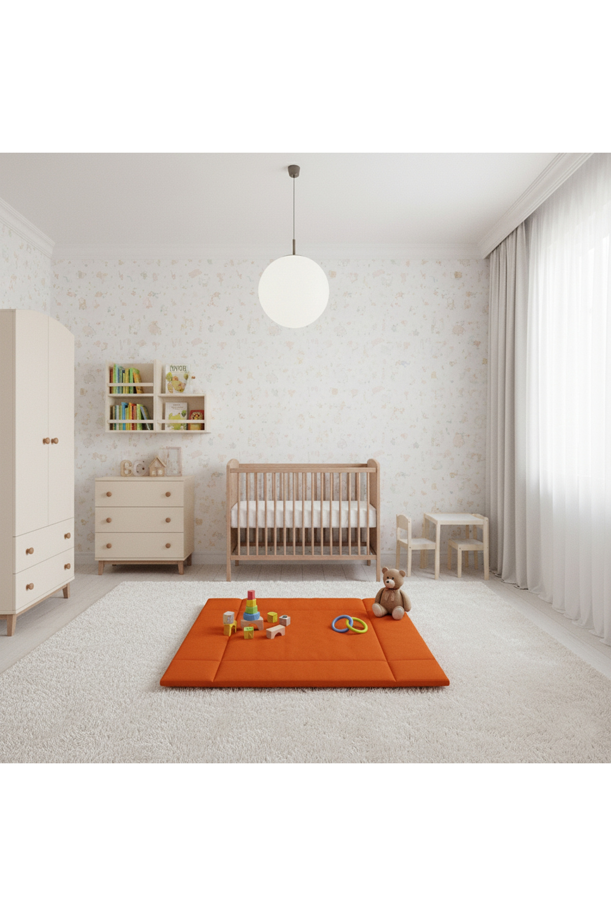 tinylamb Bebek Oyun Matı - Çocuk Oyun Matı Dışı %100 Pamuk Kiremit Renk