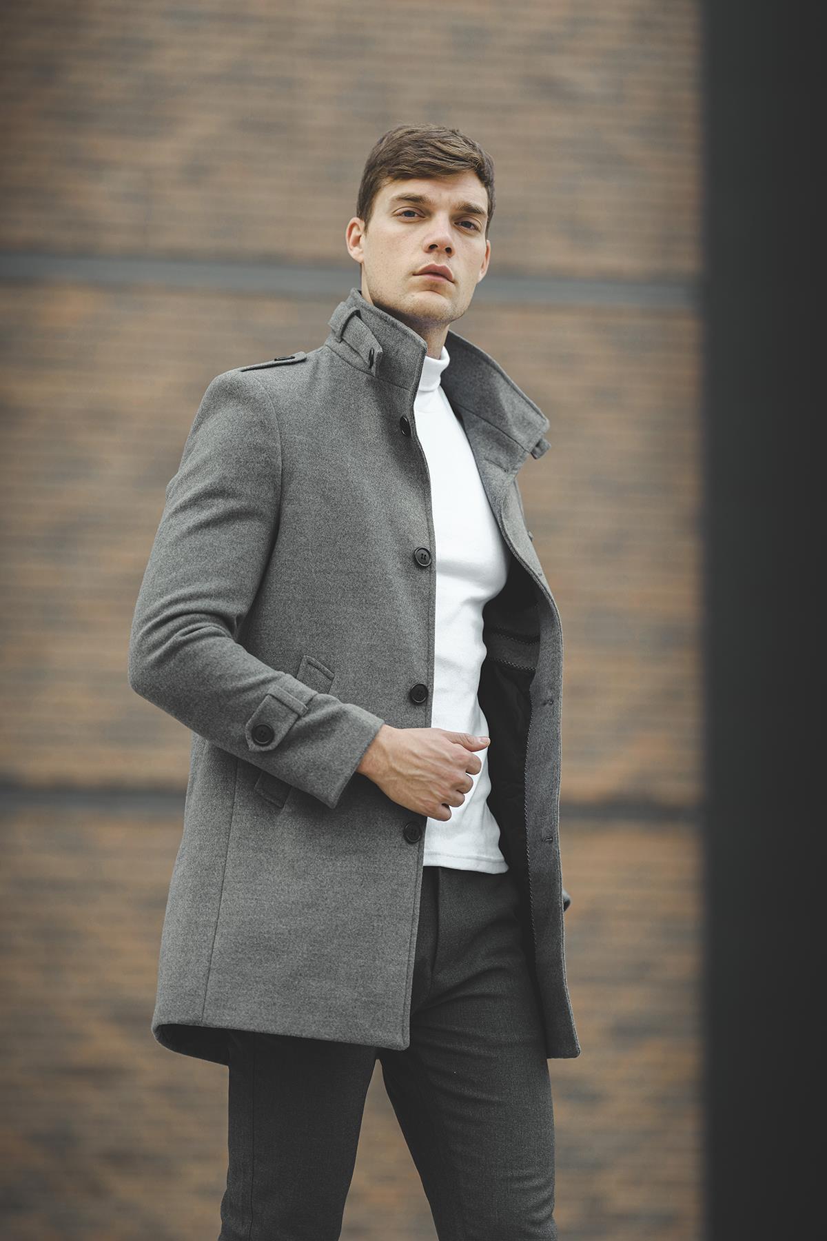 اوکسیت پالتو کشمیری جیب‌دار و باریک یقه ایستاده توچی پیسون