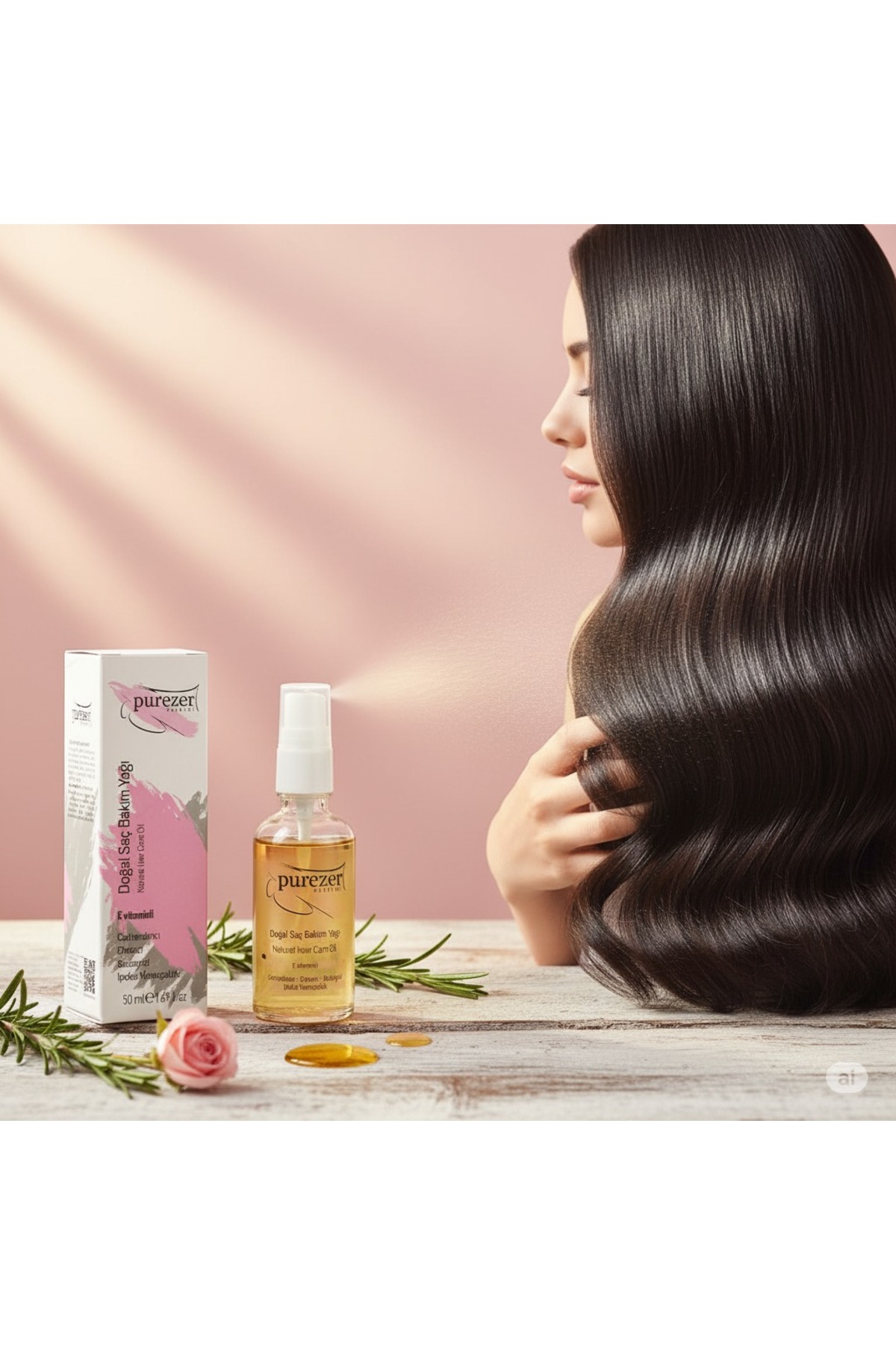 Doğal Saç Bakım Yağı 50 ml | E Vitaminli Bitkisel Içerik | Canlandırıcı Ve Besleyici — SSMPRZRSÇBKM — تصویر 3 از 7