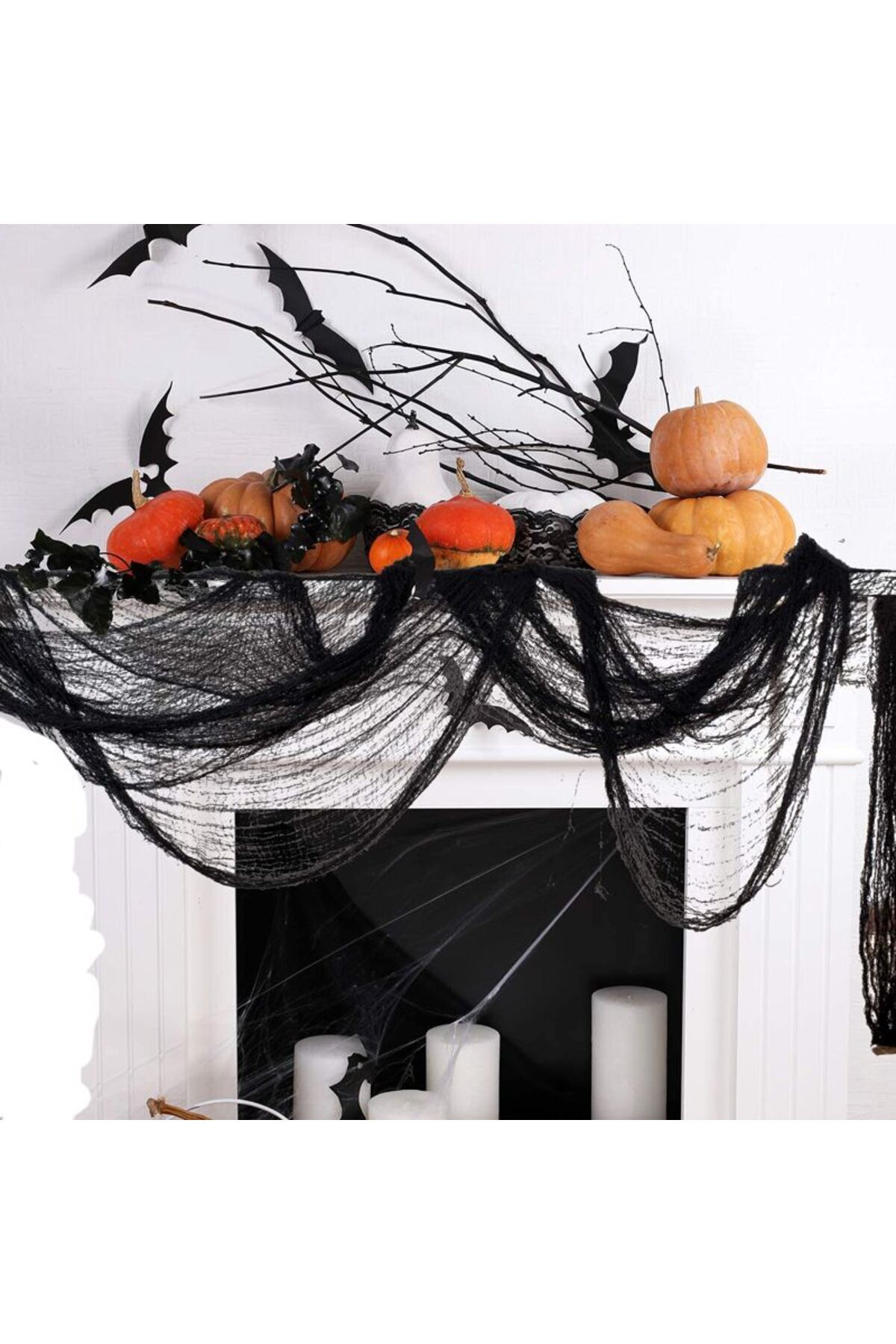 partidolu Halloween Cadılar Bayramı Dekor Bez Siyah Renk 183 x 76 cm508