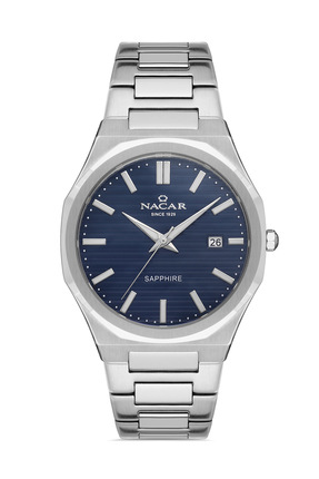 Nacar SAFİR CAM GÜMÜŞ ERKEK KOL SAATİ NC34-290356-ALM