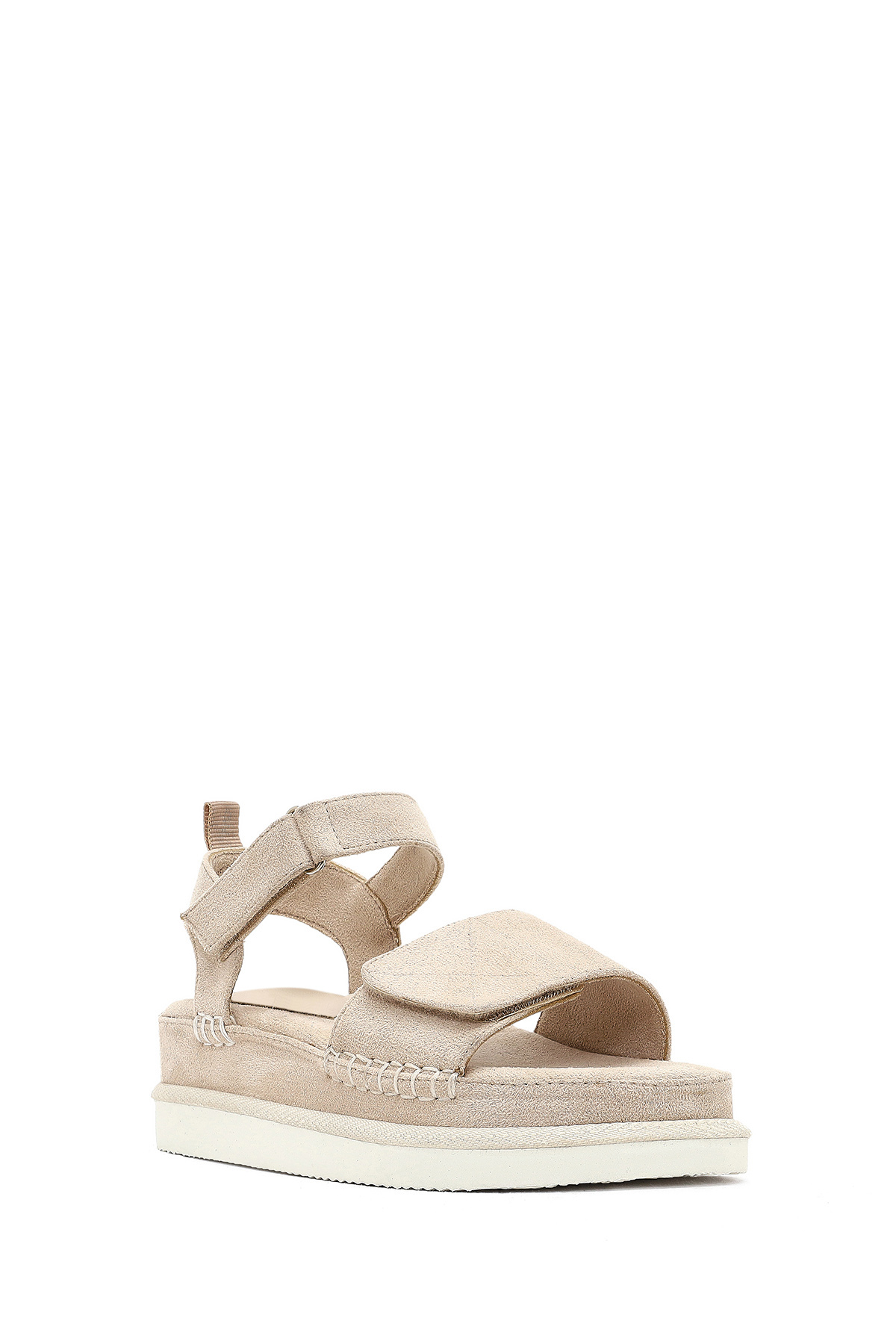 Derimod  Kadın Bej Kalın Tabanlı Süet Sandalet 25SFE145110 - Görsel 6