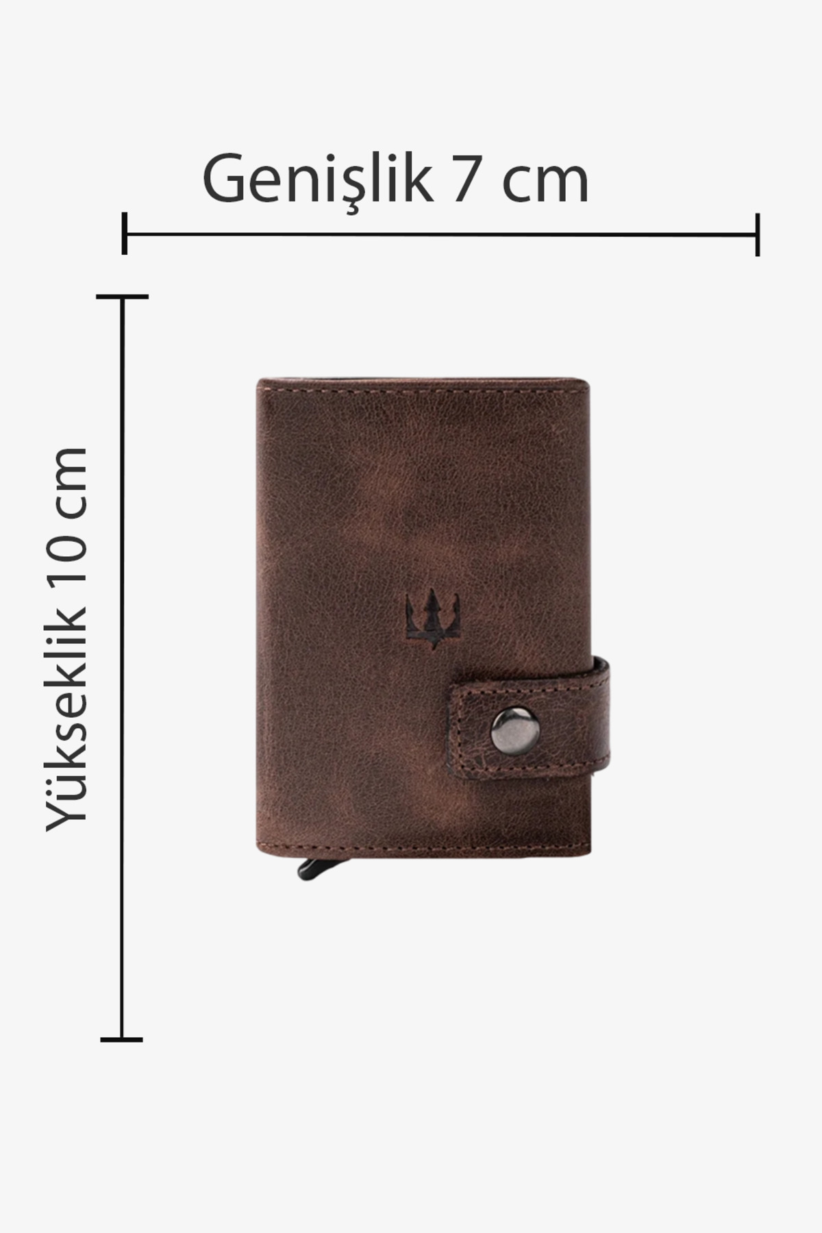 Getto Deri  Moon Mekanizmalı Hakiki Deri Minimal Kişiye Özel İsim Baskılı Cüzdan - Görsel 3