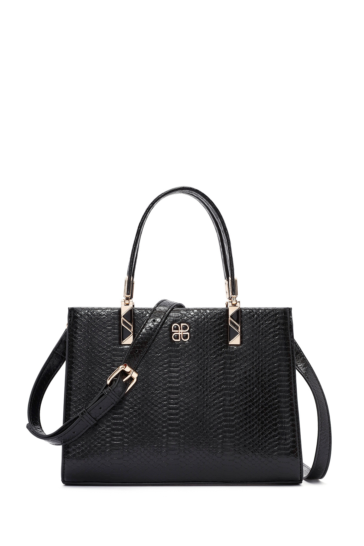 کیف دوشی زنانه طرح‌دار مشکی بلند کد ۲۵WBD282440 Derimod