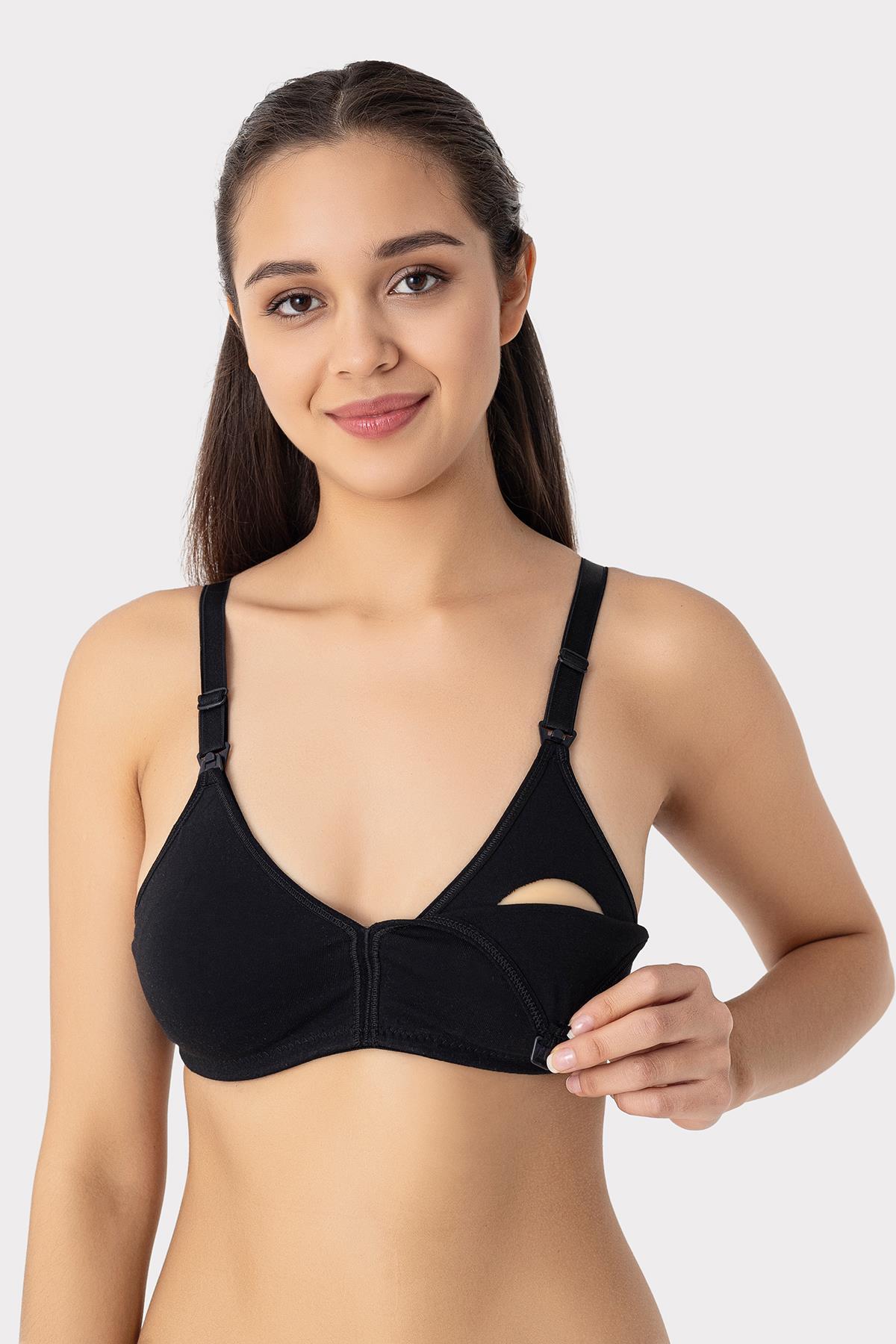 Arma Yıldız 3 Adet Siyah Beyaz Gri Kadın Pamuklu Emzirme Sütyeni Balensiz Esnek Yumuşak Kumaş fotoğrafı 3 (önizleme)