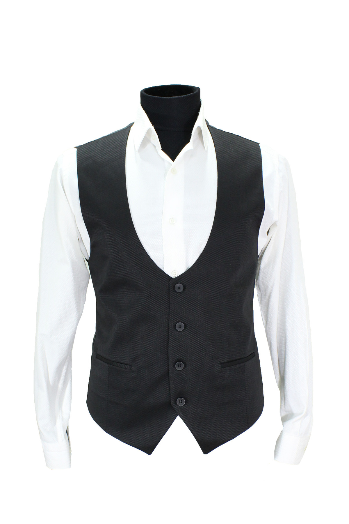 Siyah Cepken Slim Fit Siyah Pütürlü Kumaş 50619 — مشکی 940618