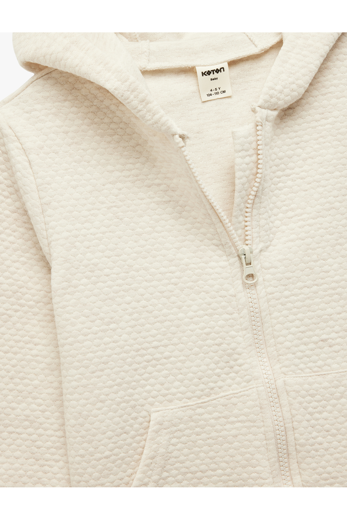 Koton Kapşonlu Dokulu Uzun Kollu Fermuarlı Sweatshirt fotoğrafı 3 (önizleme)