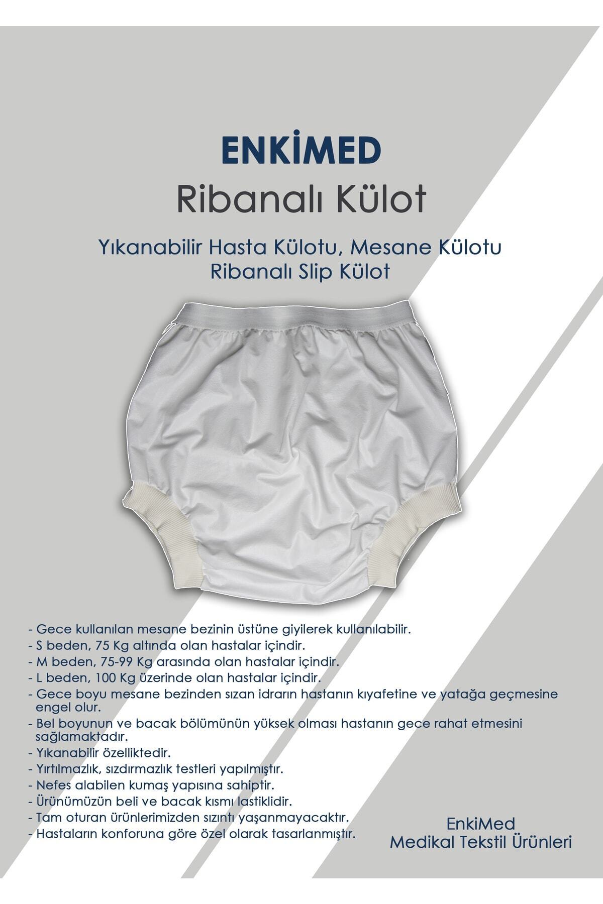 EnkiMed Ribanalı Yıkanabilir Hasta Külotu – Nefes Alabilir, Unisex Kullanım